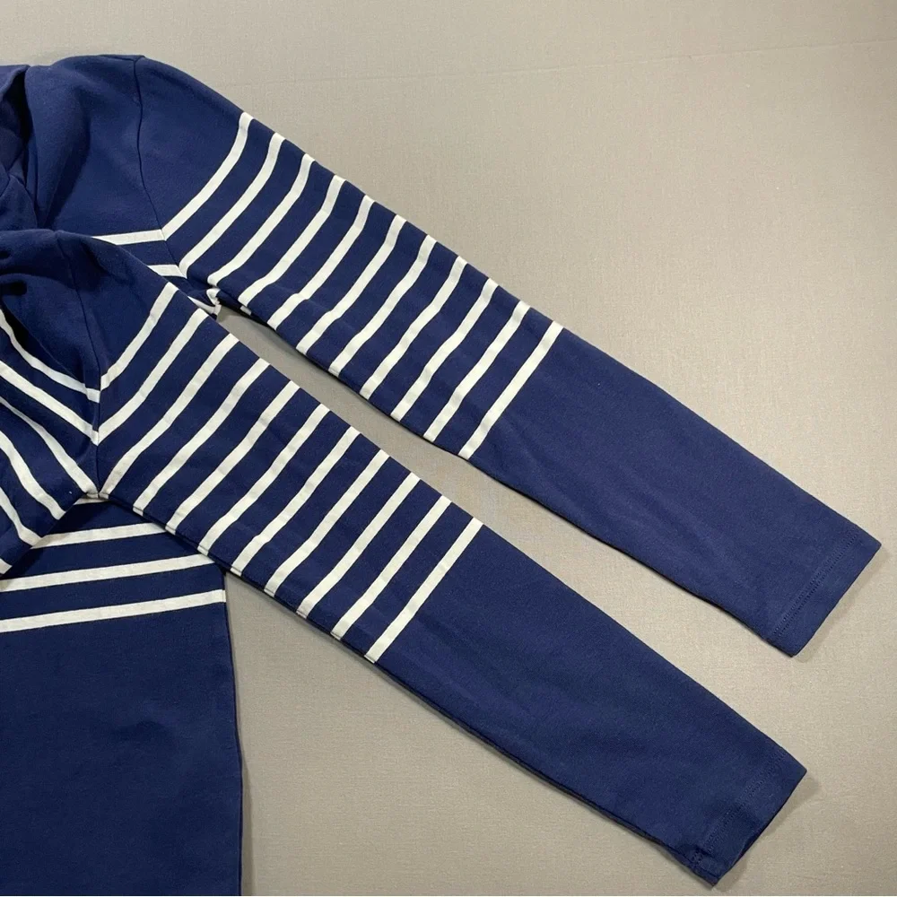 J Crew Perfect-Fit Turtleneck in Stripe, Long Sleeve Cotton Top - Womens Small